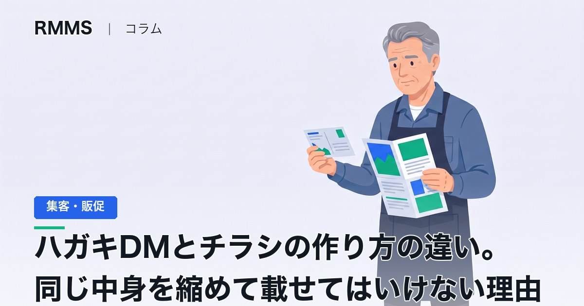 ハガキDMとチラシの作り方の違い。同じ中身を縮めて載せてはいけない理由